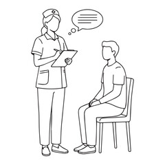 Dedicated Nurse Line Art – Nurse Vector Graphic with Elegant Clinical Structure – Nurse Drawing – Line Art Drawing of Nurse – Nurse Icon