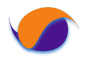 A futuristic and dynamic abstract design featuring a blend of bright orange and deep purple in a swirling, eye-like shape, creating a sense of movement and energy. Great for technology, branding, 