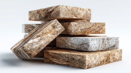 Stacked Stone Blocks: The image showcases a collection of stone blocks, arranged to create an intriguing visual and a sense of depth and form.