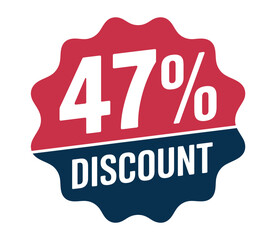 A red and blue badge displays "47% DISCOUNT" in bold white lettering.