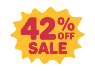 A bright yellow starburst sticker announces a 42% off sale.