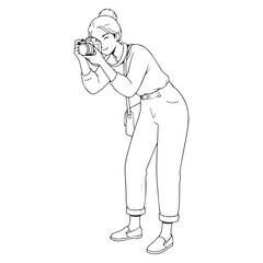 Calm Photographer Line Art &ndash; Photographer Vector Outline with Soft Professional Structure &ndash; Photographer Drawing &ndash; Vector of Photographer &ndash; Photographer Sketch