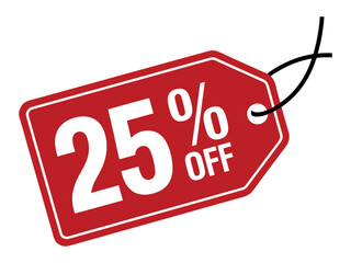 A red sale tag displays "25% OFF" to indicate a discount.