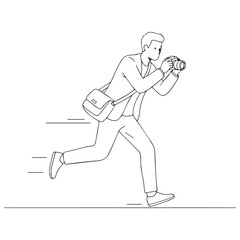 Expert Photographer Line Art &ndash; Photographer Vector Illustration with Balanced Modern Design &ndash; Photographer Drawing &ndash; Line Art Drawing of Photographer &ndash; Photographer Icon