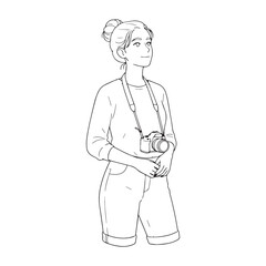 Creative Photographer Line Art – Photographer Vector Drawing with Refined Contoured Features – Photographer Drawing – Vector of Photographer – Photographer Sketch