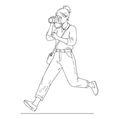 Inspired Photographer Line Art – Photographer Vector Outline with Smooth Artistic Flow – Photographer Drawing – Vector of Photographer – Photographer Sketch