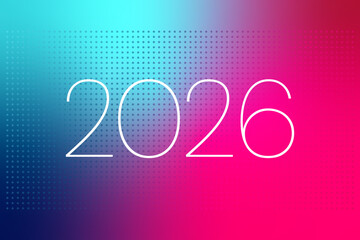 2026 New Year. Blue pink gradient dotted background. Vector illustration for event, cover, calendar date, congratulation, decoration, business, infographic, web design