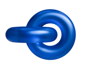 Glossy Blue 3D Geometric Interlocking Shapes Symbolizing Connection, Data Security, and Partnership Concept, Isolated Render on Transparent Background.