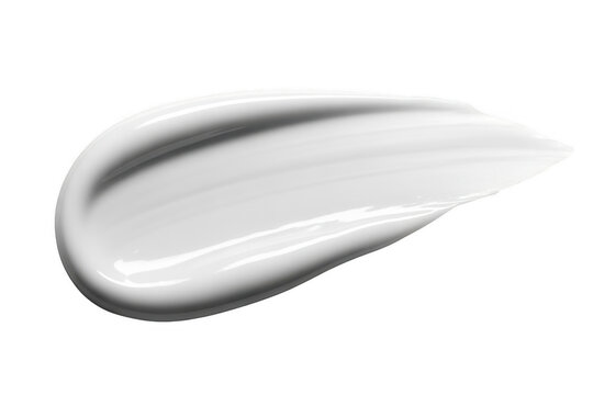 White cream smear with glossy texture isolated on a transparent background