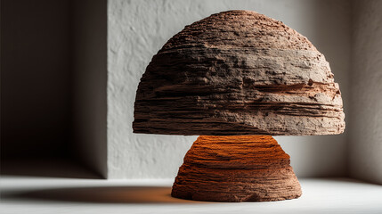 Textured rock table lamp with layered stone shapes