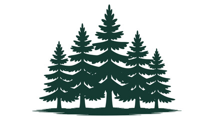 Obraz premium Stylized evergreen forest trees