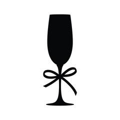 Champagne flute with bow tie silhouette