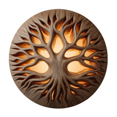 Ethereal Tree Artistry: Intricate wooden sculpture showcases the beauty of a tree's life cycle. A captivating blend of nature and design, radiates warmth and sophistication.