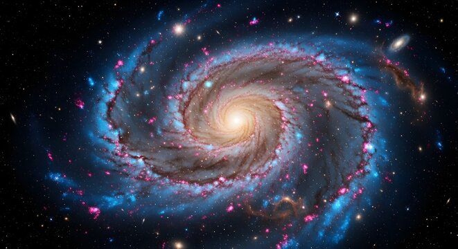 Swirling Galaxy with Stars and Nebula in Deep Outer Space
