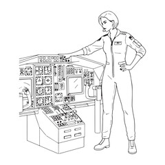 Reliable Pilot Line Art &ndash; Pilot Vector Graphic Featuring Clean Aviation Accuracy &ndash; Pilot Drawing &ndash; Line Art Drawing of Pilot &ndash; Pilot Icon