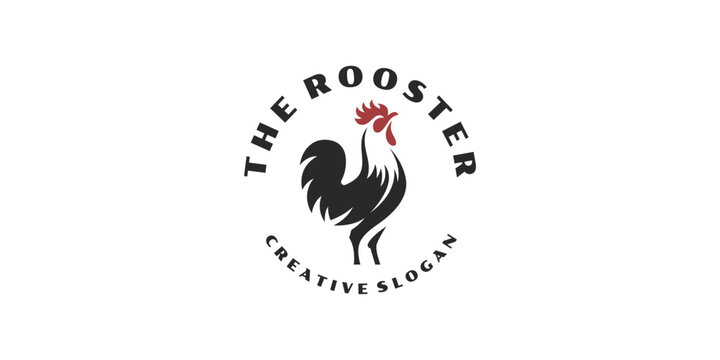 Rooster Symbol Logo Emblem Style Template For Restaurants And Farms Illustration Design