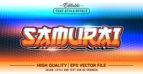 Editable text effect vector &ldquo;Samurai&rdquo;, featuring bold, sharp, dynamic lettering inspired by Japanese warriors, evoking strength, honor, and traditional battle spirit.