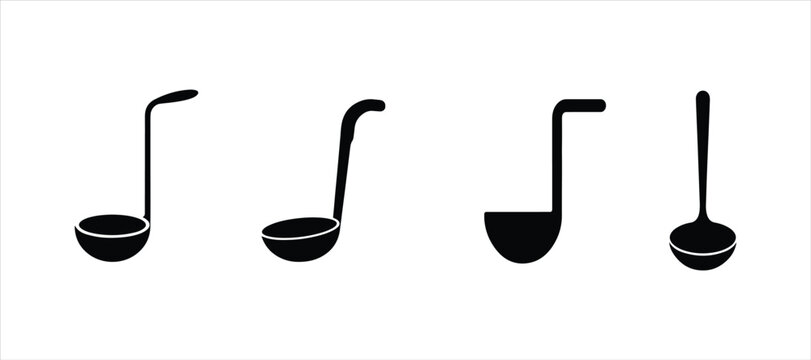 ladle icon hand drawn illustration on white background, ladle silhouette vector icon set.