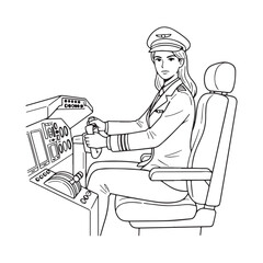 Professional Pilot Line Art – Pilot Vector Outline Drawing with Refined Aviation Details – Pilot Drawing – Vector of Pilot – Pilot Sketch