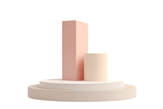 3d geometric shapes on platform, isolated on transparent background - Powered by Adobe