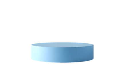 Light blue cylindrical podium stage isolated on transparent background