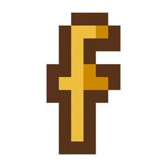 Golden pixel art alphabet letter F in retro gaming style
