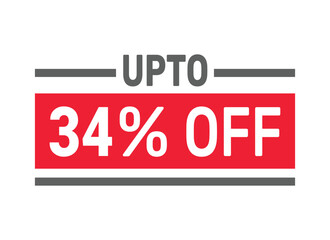 Up to 34% Off sale offer text design icon vector illustration