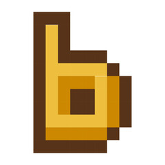 Golden decorative pixel art alphabet letter B in retro video game style