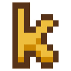 Fototapeta premium Retro golden pixel art letter K suitable for gaming fonts