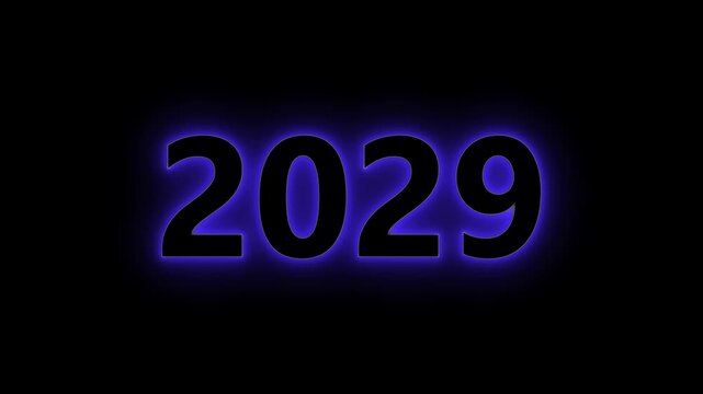 2029 Neon Number Animation &ndash; Futuristic Blue Glow Text on Black Background. Digital Neon 2029 Text &ndash; Futuristic Green Glow Number Animation.