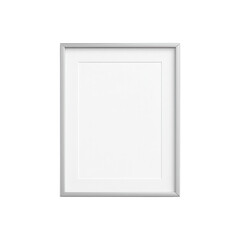 Isolated Modern Silver Metallic Photo Frame Mockup, Vertical A4 Ratio, with Mat Board isolated PNG with Transparent Background
