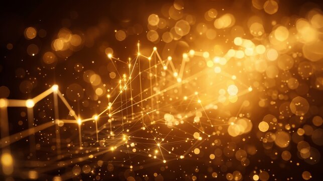 Glowing stock market chart with rising arrow symbolizing investment success and data insights