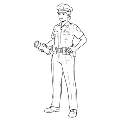Official Police Line Art – Police Vector Graphic Depicting Balanced Enforcement Look – Police Drawing – Line Art Drawing of Police – Police Icon