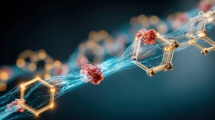 Innovative molecular structures scientific lab high-resolution visualization digital art close-up view chemistry in focus
