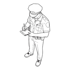 Elite Police Line Art – Police Vector Graphic with Clean Official Design Style – Police Drawing – Line Art Drawing of Police – Police Icon