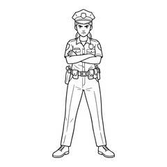 Distinguished Police Line Art – Police Vector Artwork Featuring Refined Officer Silhouette Details – Police Drawing – Vector of Police – Police Sketch
