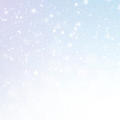 Festive winter wallpaper showcasing bright falling snow and diffused light on a soft pastel blue and purple gradient. Ideal for social media posts, smartphone backdrops, and winter flyers