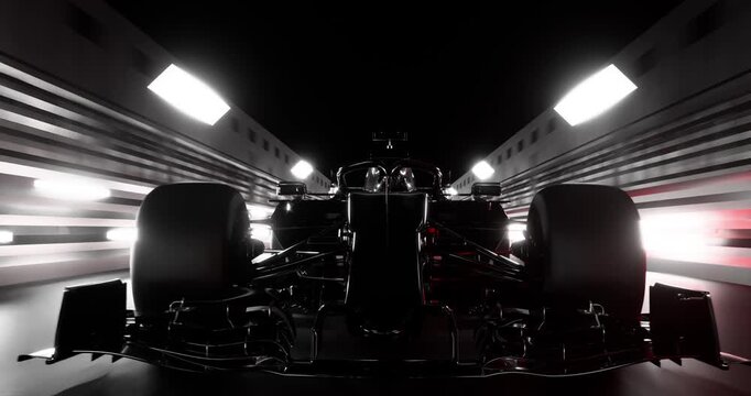 Front view of black racing car	
