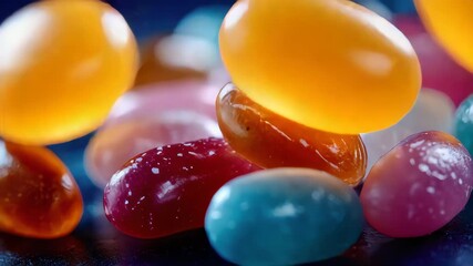 Vibrant assortment of colorful jelly beans in a glossy candy pile - Powered by Adobe