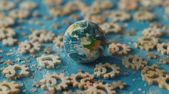 Global inflation impact illustrated with earth model and percentage symbols of economic pressure