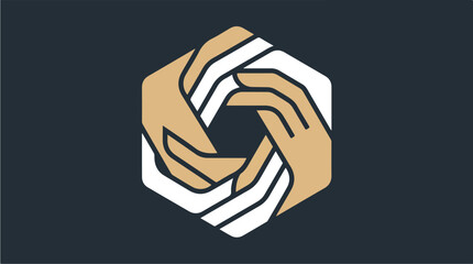 Intertwined hands forming a hexagonal shape symbolizing unity and collaboration.