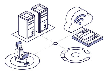 Server room and technical support on work