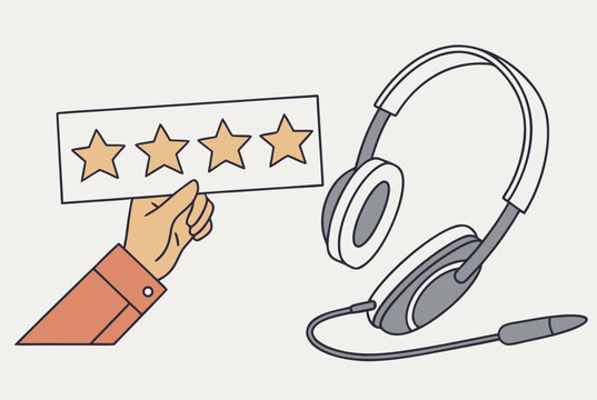 Customer feedback and quality service illustration with headset