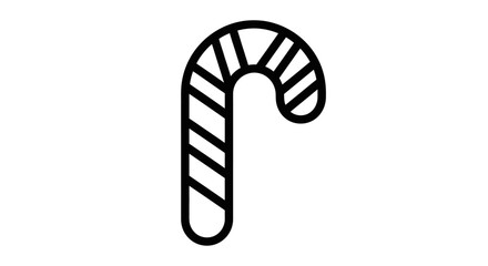 Black and white illustration of a candy cane, a traditional Christmas treat.