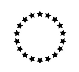 Black circular star frame border for badges, certificates, labels, and decorative design elements