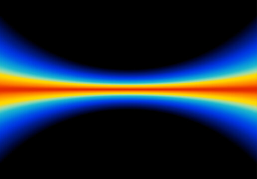 Abstract shape glowing in neon light with heatmap color palette