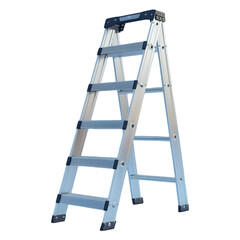 Detailed depiction of a ladder with smooth metallic surfaces and subtle shadows, isolated on transparent background, PNG Cutout