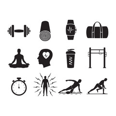 Fitness and Health Icons Collection exercise workout