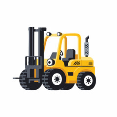 Fototapeta premium Yellow forklift truck illustration for warehouse logistics and cargo transportation.