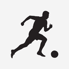 Silhouette of Soccer Player Running with Ball football